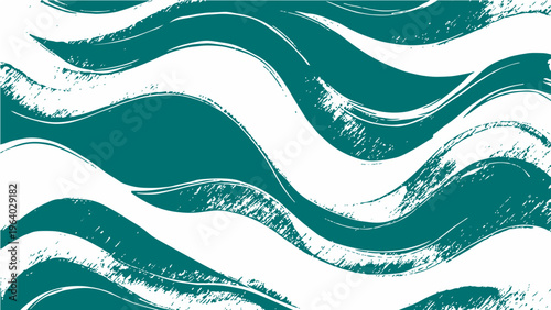 Vector Abstract teal waves brush style art pattern swirls create aesthetic feeling on canvas with graphic strokes flow seamlessly and graceful movement
