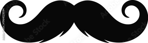 A minimalist icon design featuring a stylized moustache on white