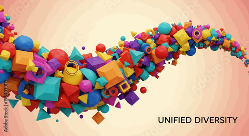 Colorful geometric shapes in motion.