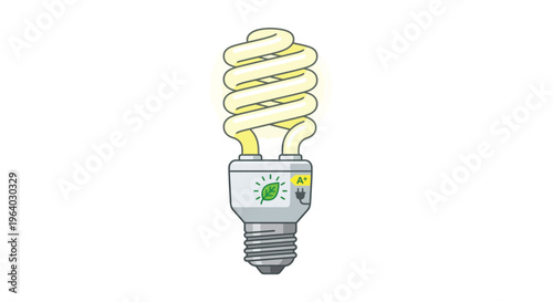 A compact fluorescent lamp with an energy efficiency label is shown