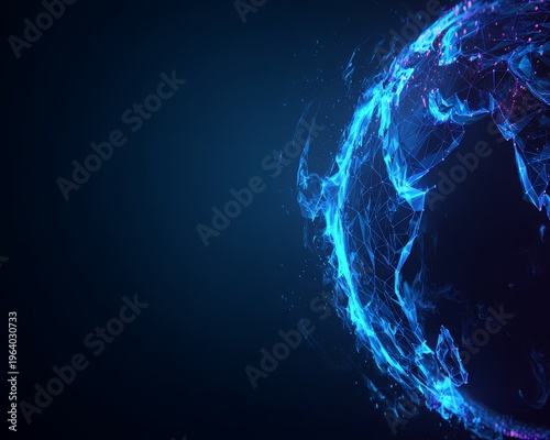 Dynamic AI Robot Globe Animation, Technology, Virtual Space, Graphic Design, Digital Environment, Abstract Viewpoint