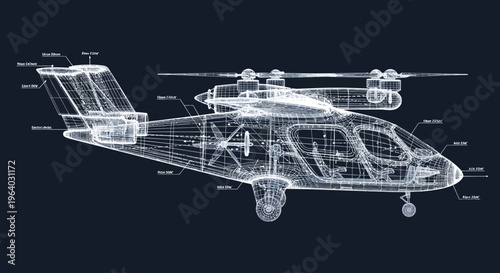 Detailed diagram of a helicopter.