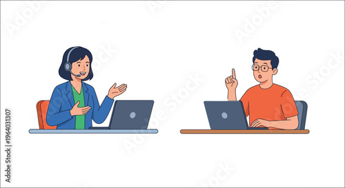 Remote support team collaborating and problem solving with clients online