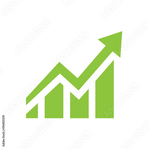 Free Download Vibrant green financial graph displays an increasing trend line with underlying bar structure and marker dots. - GFXLoad