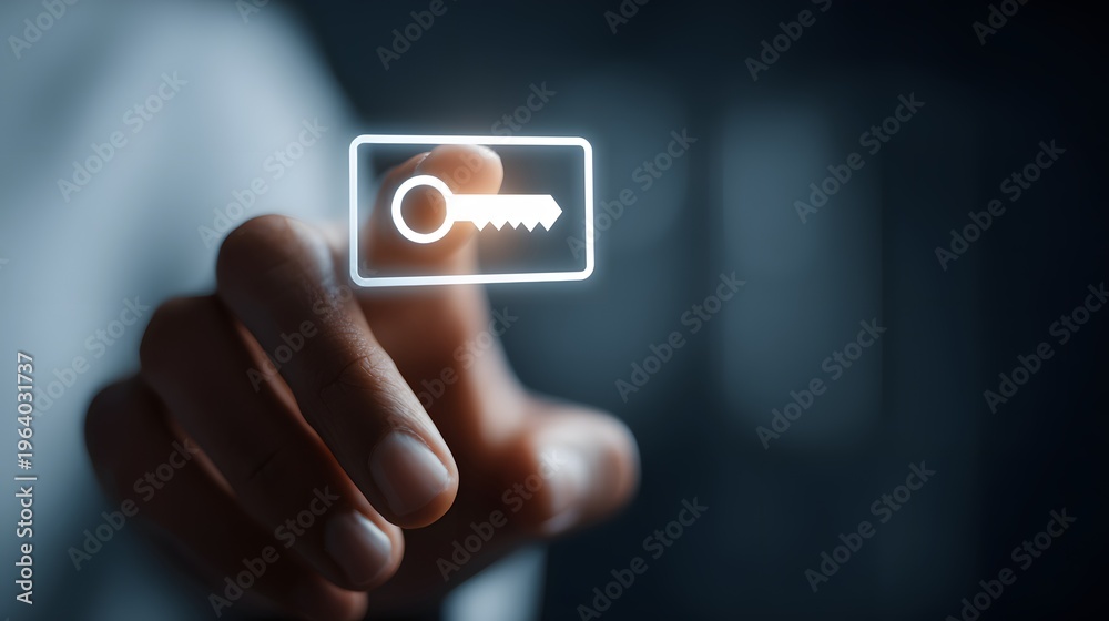 Fototapeta premium businessman hand touching virtual screen