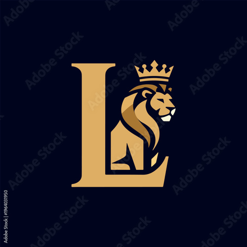 Luxury lion letter L logo premium royal branding