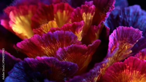 A beautiful macro close-up of a blooming purple lily with delicate pink petals and a yellow center captures the vibrant spring beauty of flora in a summer garden