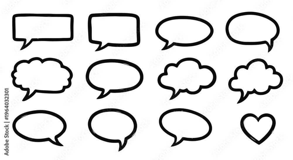 Fototapeta premium Vector illustration&nbsp;of set of hand drawn speech bubbles