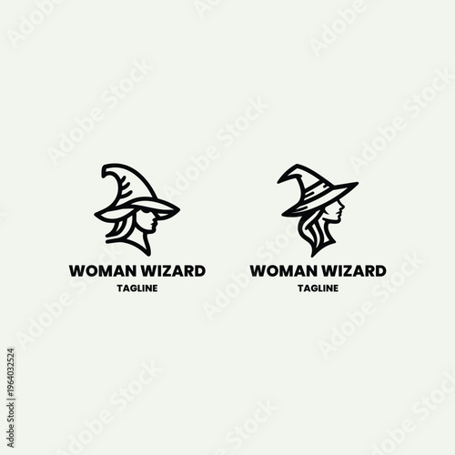 Set woman wizard logo template vector illustration design