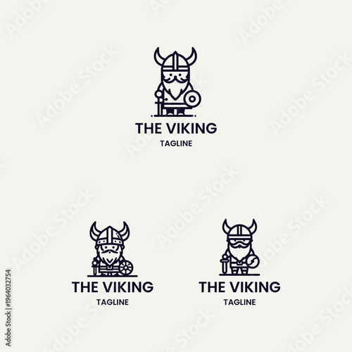 Set viking logo template vector illustration design