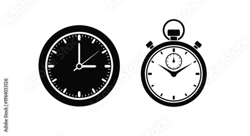 Vector illustration of clock and stopwatch icons set