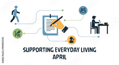 Supporting everyday living concept with various icons and symbols