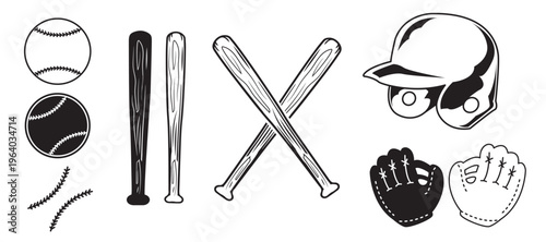 Baseball Object silhouette set