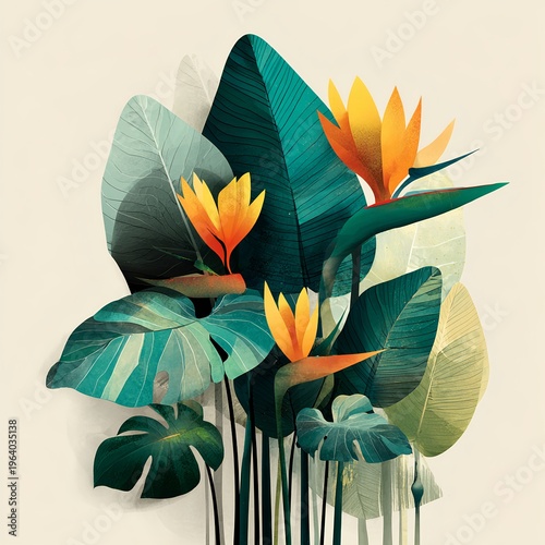 Immersive Tropical Water Arum Composition with Lush Paint Textures – Generative Art Visual for Sustainable Wellness Branding