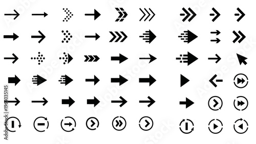 arrow icons navigation symbols ui elements web design a diverse collection of direction indicators for modern graphic design projects.