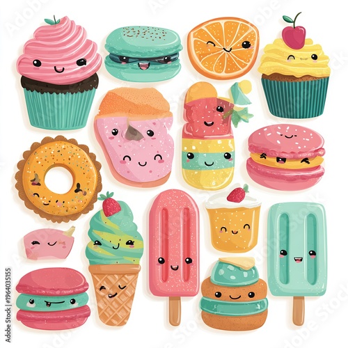 Playful Kawaii Ice Cream Cone Character in Pastel Palette – Immersive Visual for Digital Wellness and Inclusive Food Branding
