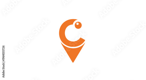A stylized orange location pin icon.