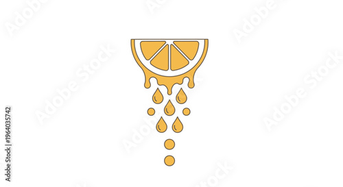 Juicy orange slice with dripping liquid.