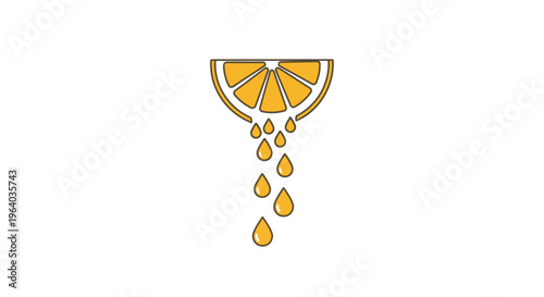 Juicy orange slice with dripping juice.