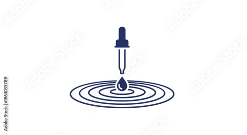 A dropper dropping a single water drop into concentric circles.