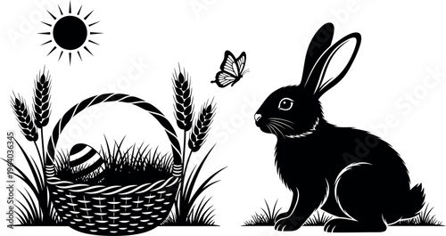 Easter day celebration with easter egg and bunny