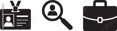 Business icons, professional symbols, corporate signs, identification badges isolated on Transparent Background