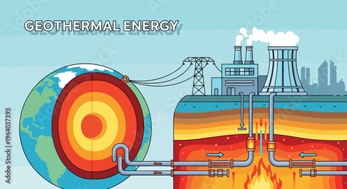 Geothermal Energy Power Plant System.