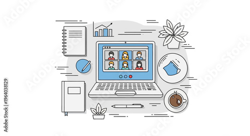 Laptop with people on screen display.