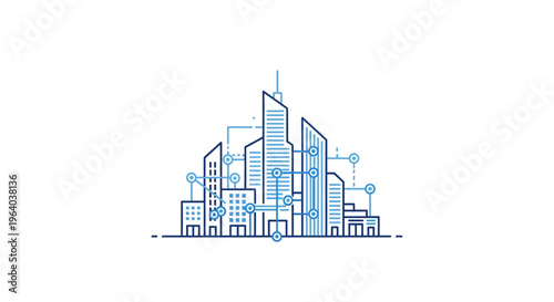 Modern City Skyline Urban Buildings.