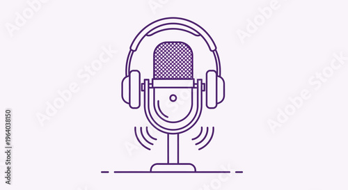 Microphone with Headphones on Stand.