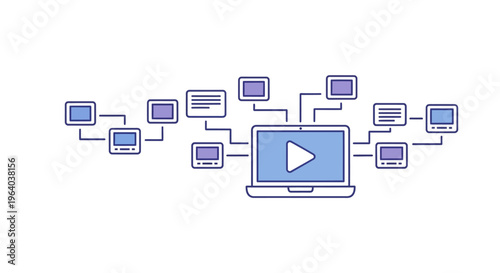 Play button on a laptop screen.