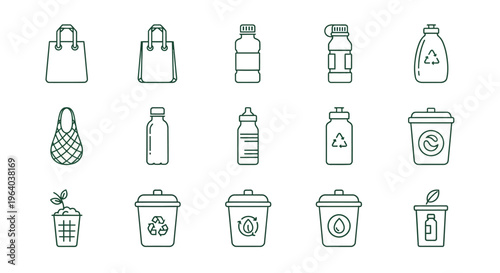 Recycling symbols on product packaging.