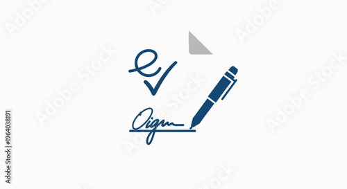 Signing Document With Pen And Check.