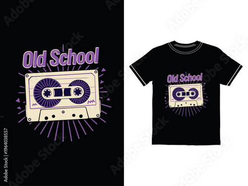Old school cassette tape t shirt design