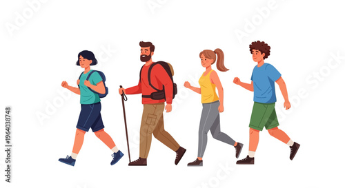 Group of friends walking together outdoors.