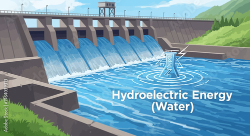 Hydroelectric Dam Water Energy Production Facility.