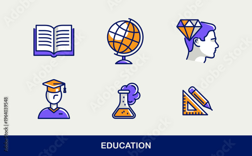 Education vector icons set,...