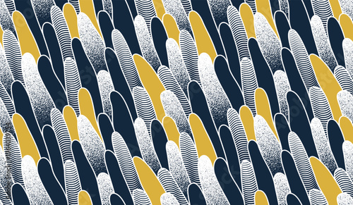 Abstract vector seamless pattern, endless motif background of some plants biology theme, tiling art with biology organisms look like shapes.