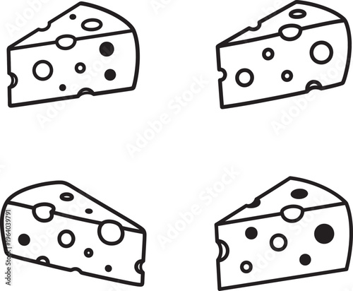 Four wedges of cheese with various hole sizes