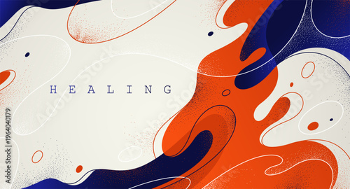 Lava shapes flow abstract background, vector wallpaper with liquid shapes flowing in dynamic motion, wavy water curves abstraction.