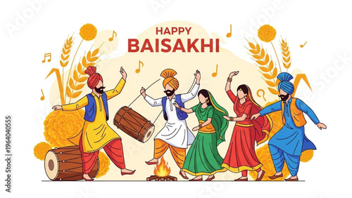 People celebrate Baisakhi with traditional dance and music performance