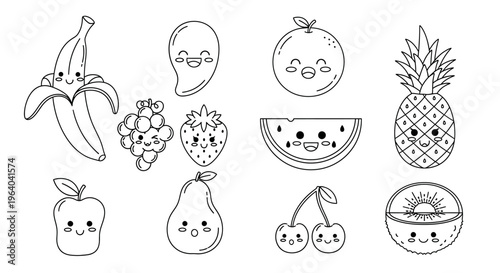 Cartoon fruits with smiling faces 3.