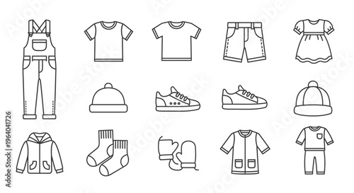 Collection of baby and kids clothing.