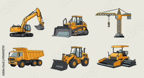 Collection of heavy construction vehicles 5.