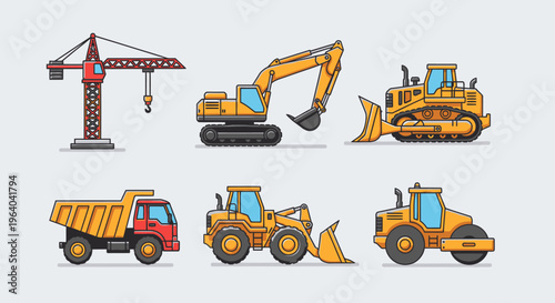 Collection of heavy construction vehicles 6.
