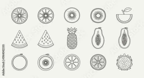 Collection of various fruit icons 1.