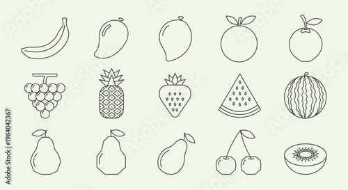 Collection of various fruit icons.