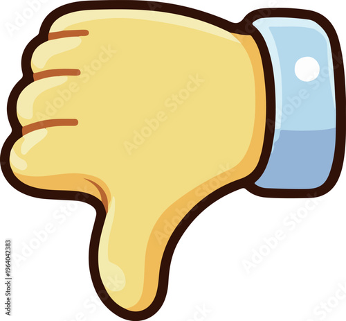 Cute thumbs down hand icon dislike gesture flat vector illustration
