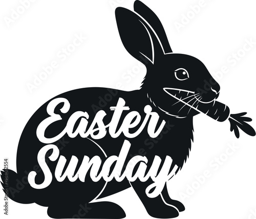 Easter sunday celebration with easter egg and bunny on easter day