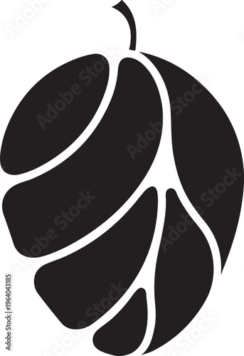 Stylized fruit illustration with segmented design and organic shape, modern graphic element.